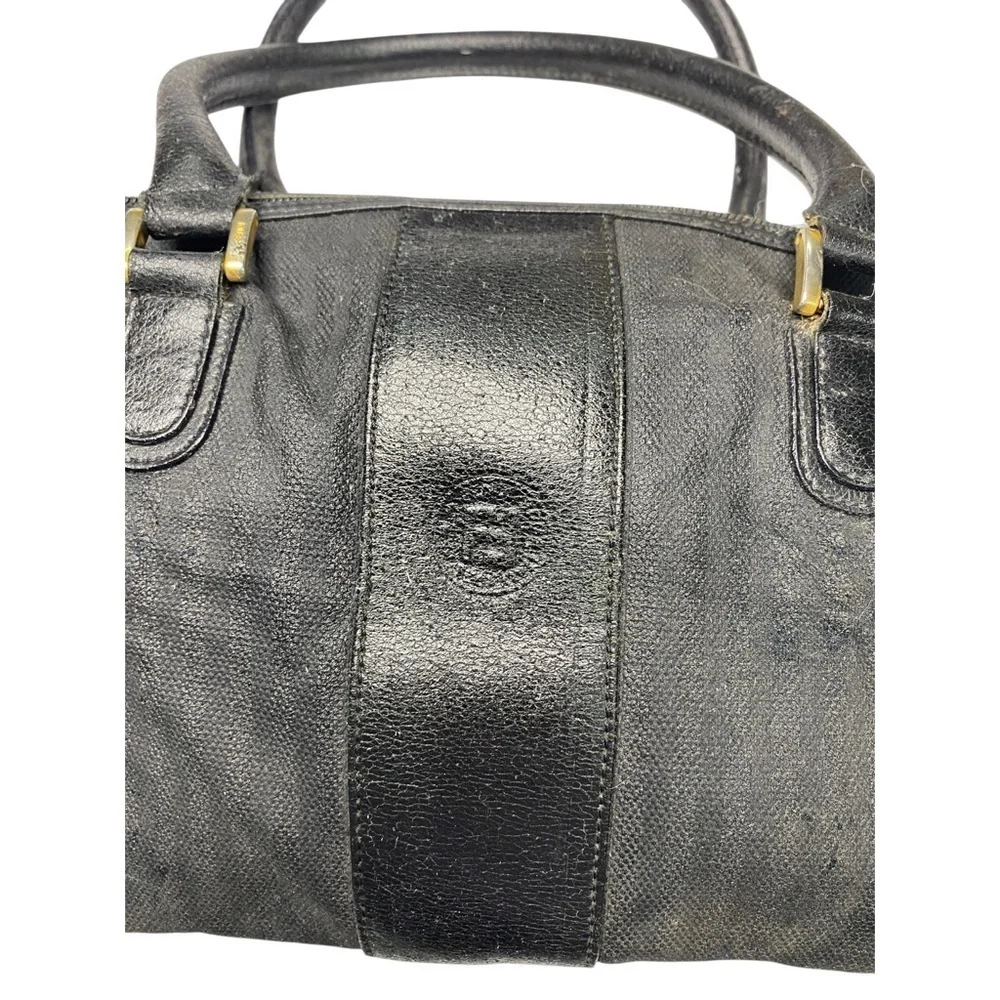 Fendi Black Vintage Satchel with Gold Accents